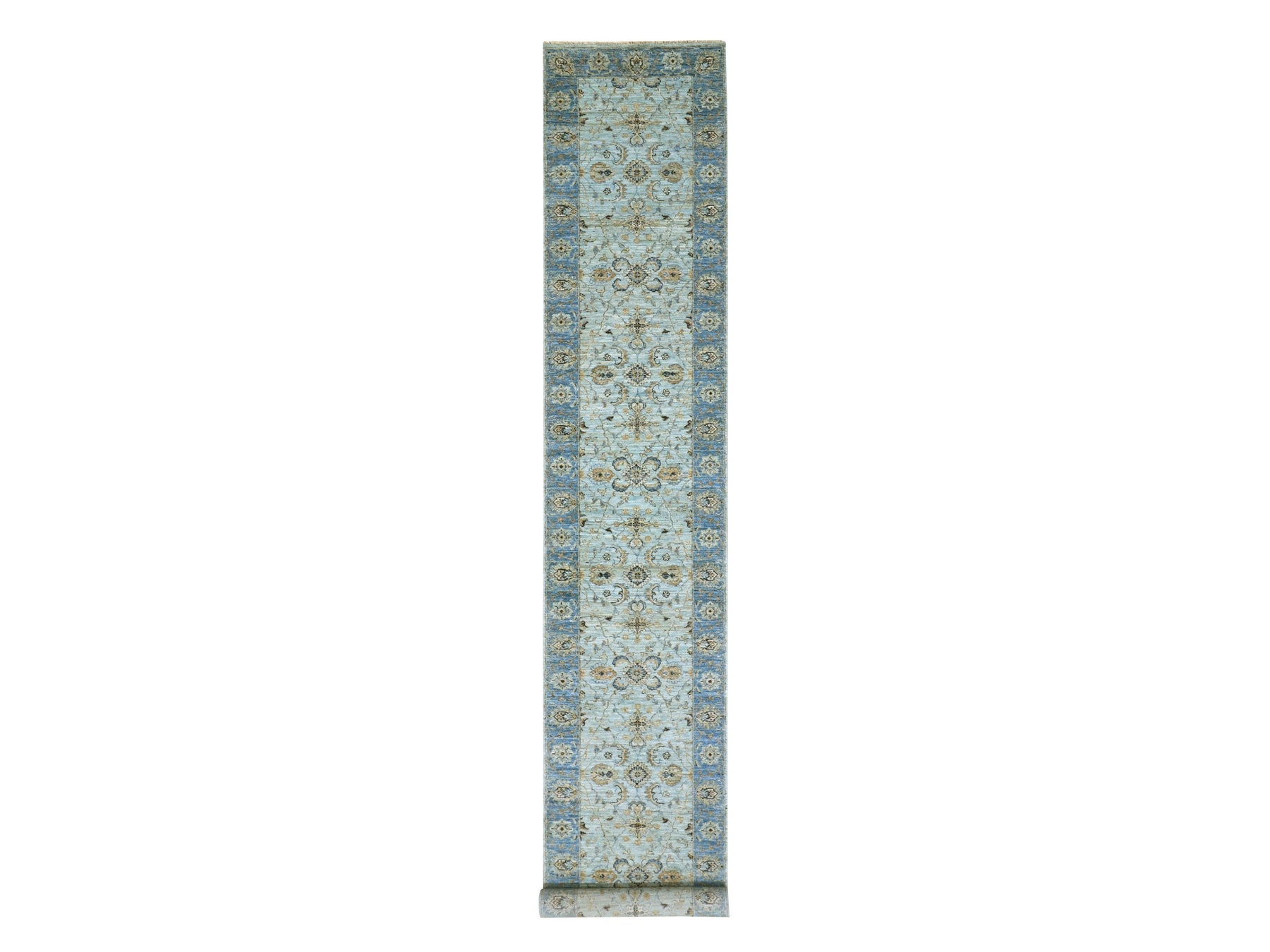 Agra Oushak / Peshawar hand-knotted wool runner in Blue, 2'8" x 21'11", SKU O076052