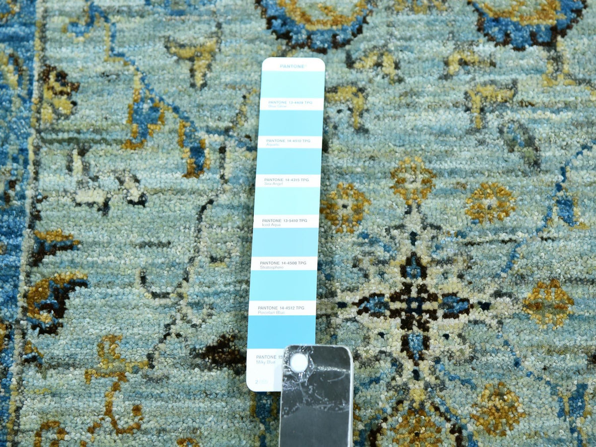 Agra Oushak / Peshawar hand-knotted wool runner in Blue, 2'8" x 21'11", SKU O076052