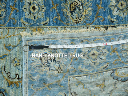 Blue 2'8" x 21'11" Oushak And Peshawar Hand knotted Wool Rug - Sku: O076052