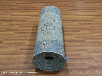 Agra Oushak / Peshawar hand-knotted wool runner in Blue, 2'8" x 24'1", SKU O076053