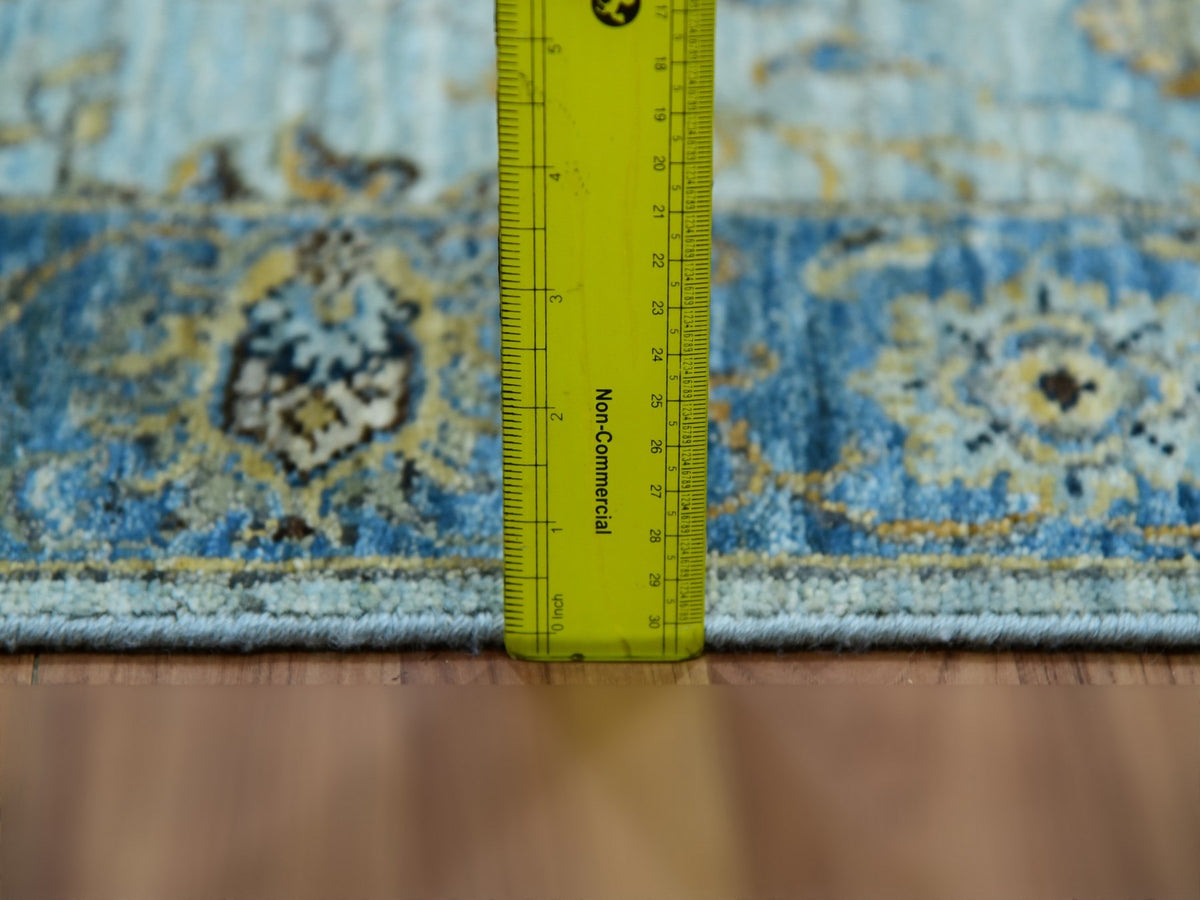 Agra Oushak / Peshawar hand-knotted wool runner in Blue, 2'8" x 24'1", SKU O076053