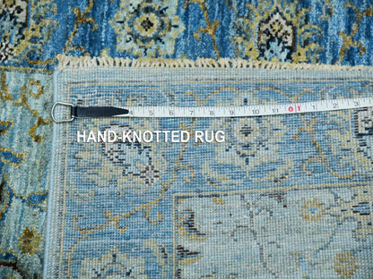 Agra Oushak / Peshawar hand-knotted wool runner in Blue, 2'8" x 24'1", SKU O076053