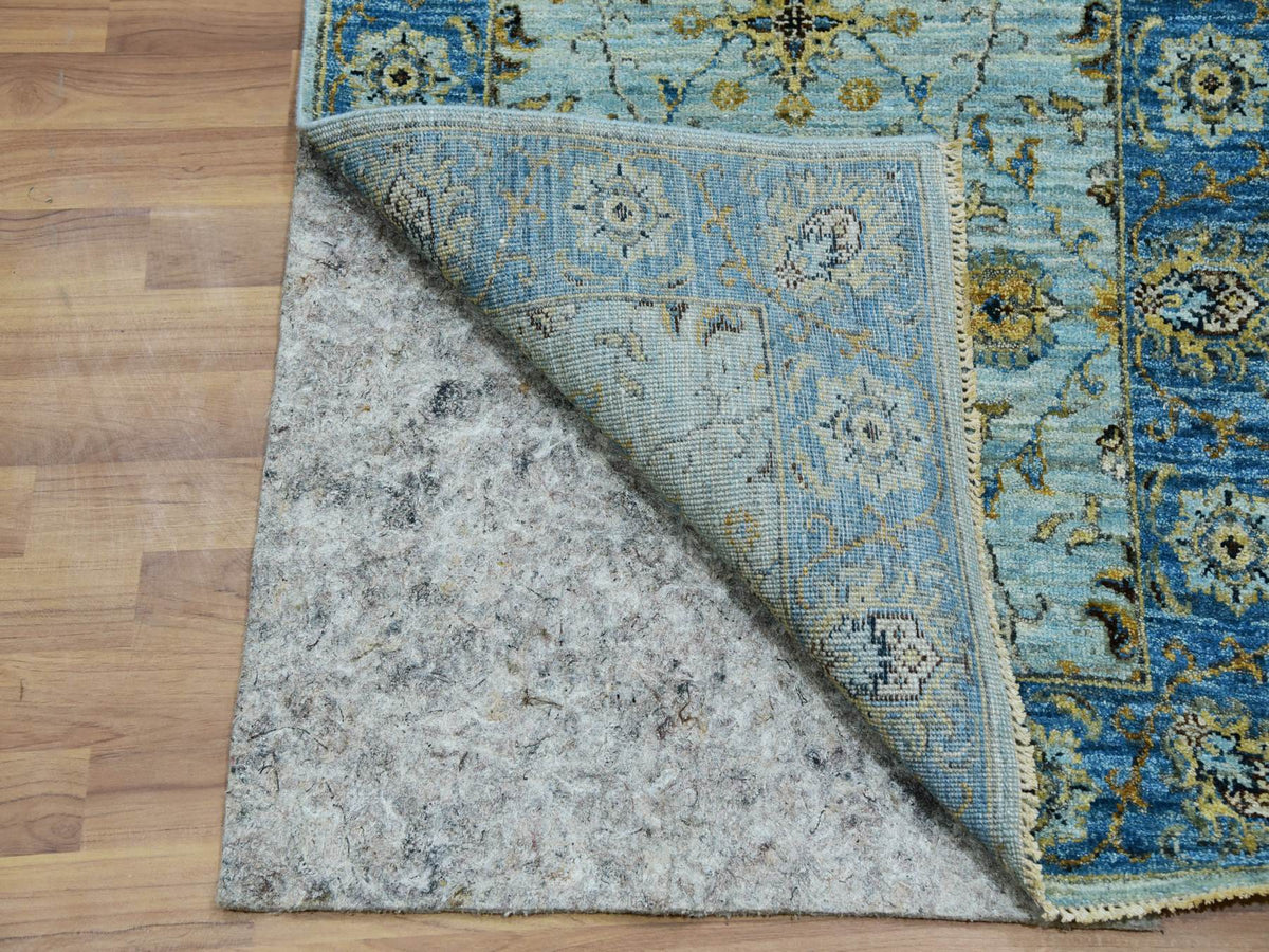 Agra Oushak / Peshawar hand-knotted wool runner in Blue, 2'8" x 29'10", SKU O076054