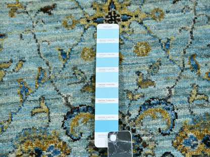 Agra Oushak / Peshawar hand-knotted wool runner in Blue, 2'8" x 29'10", SKU O076054