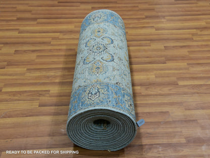Agra Oushak / Peshawar hand-knotted wool runner in Blue, 2'8" x 29'10", SKU O076054