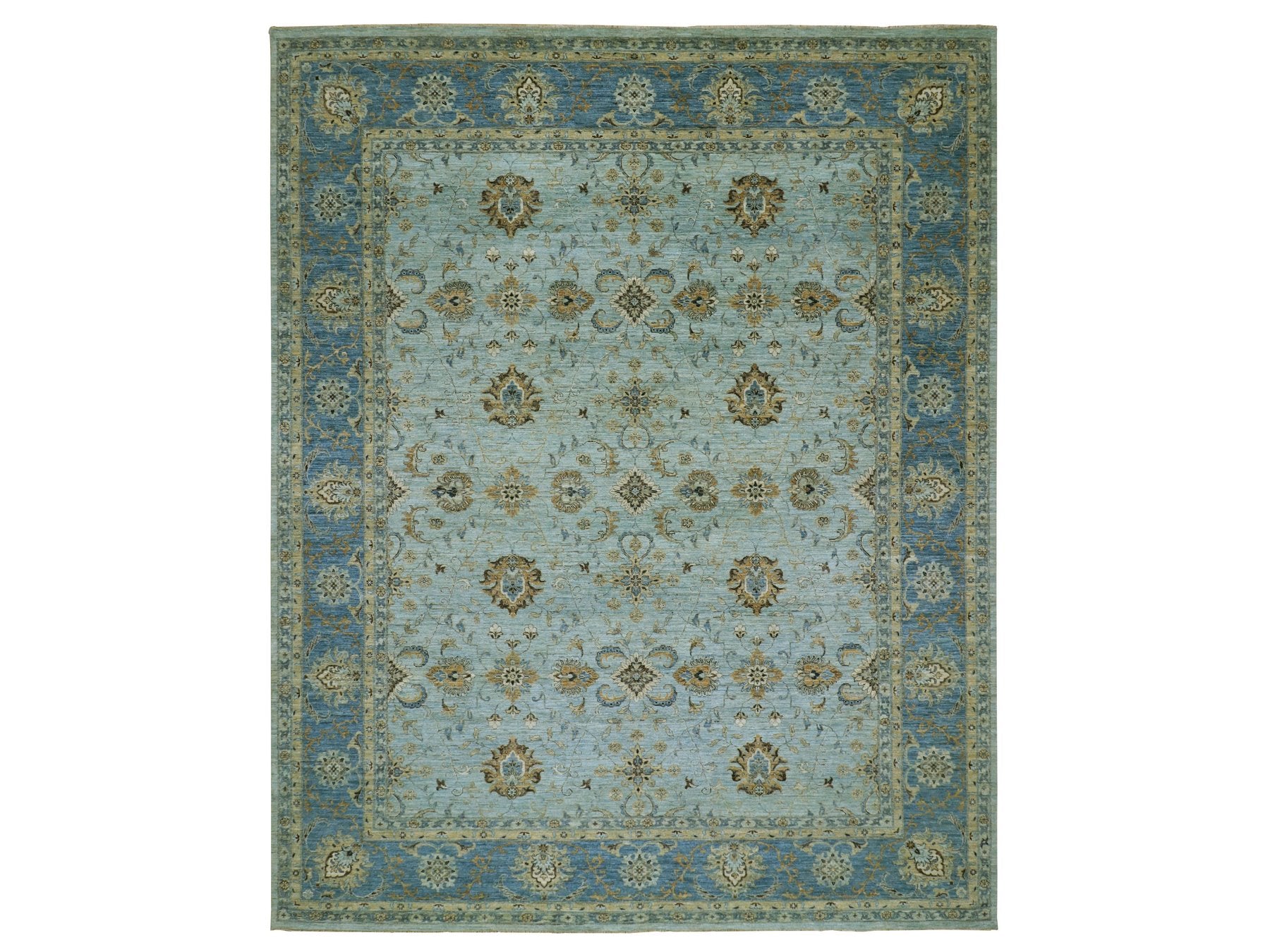 Agra Oushak / Peshawar hand-knotted wool rug in Blue, 11'10" x 15'0", SKU O076056