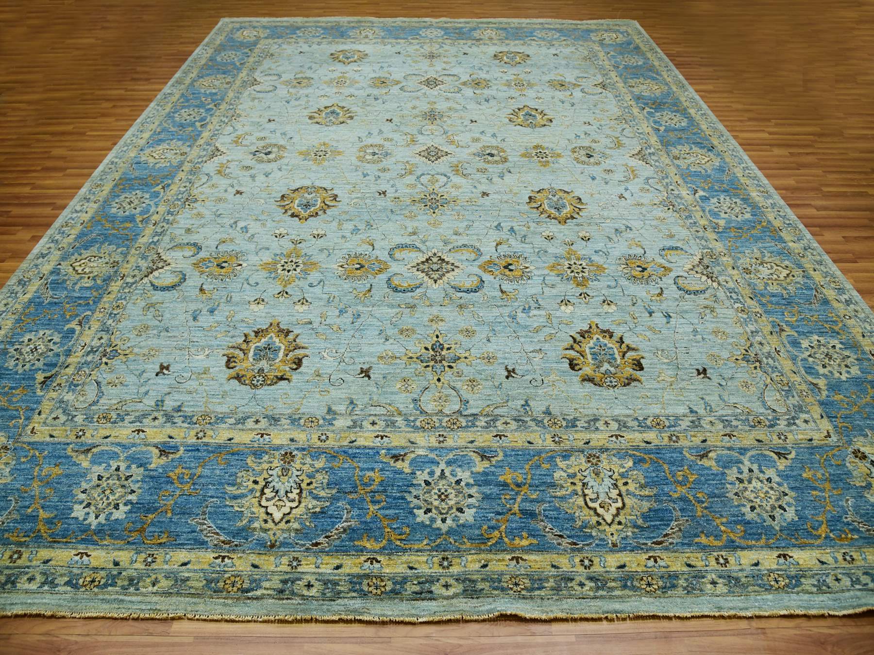 Agra Oushak / Peshawar hand-knotted wool rug in Blue, 11'10" x 15'0", SKU O076056
