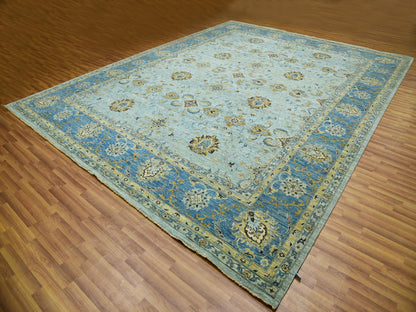 Agra Oushak / Peshawar hand-knotted wool rug in Blue, 11'10" x 15'0", SKU O076056