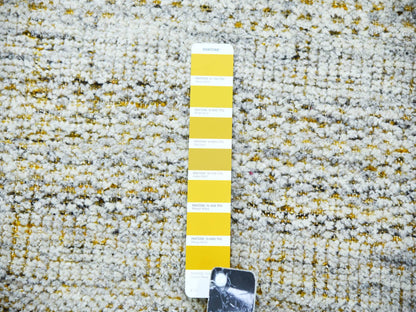 Yellow 10'1" x 14'1" Modern and Contemporary Hand knotted Wool Rug - Sku: O076064