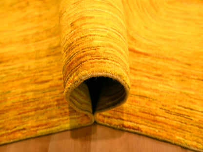 Yellow 8'11" x 11'10" Modern / Contemporary Hand knotted Silk Rug - Sku: O076068