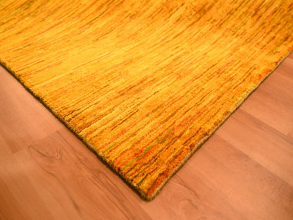 Yellow 8'11" x 11'10" Modern / Contemporary Hand knotted Silk Rug - Sku: O076068