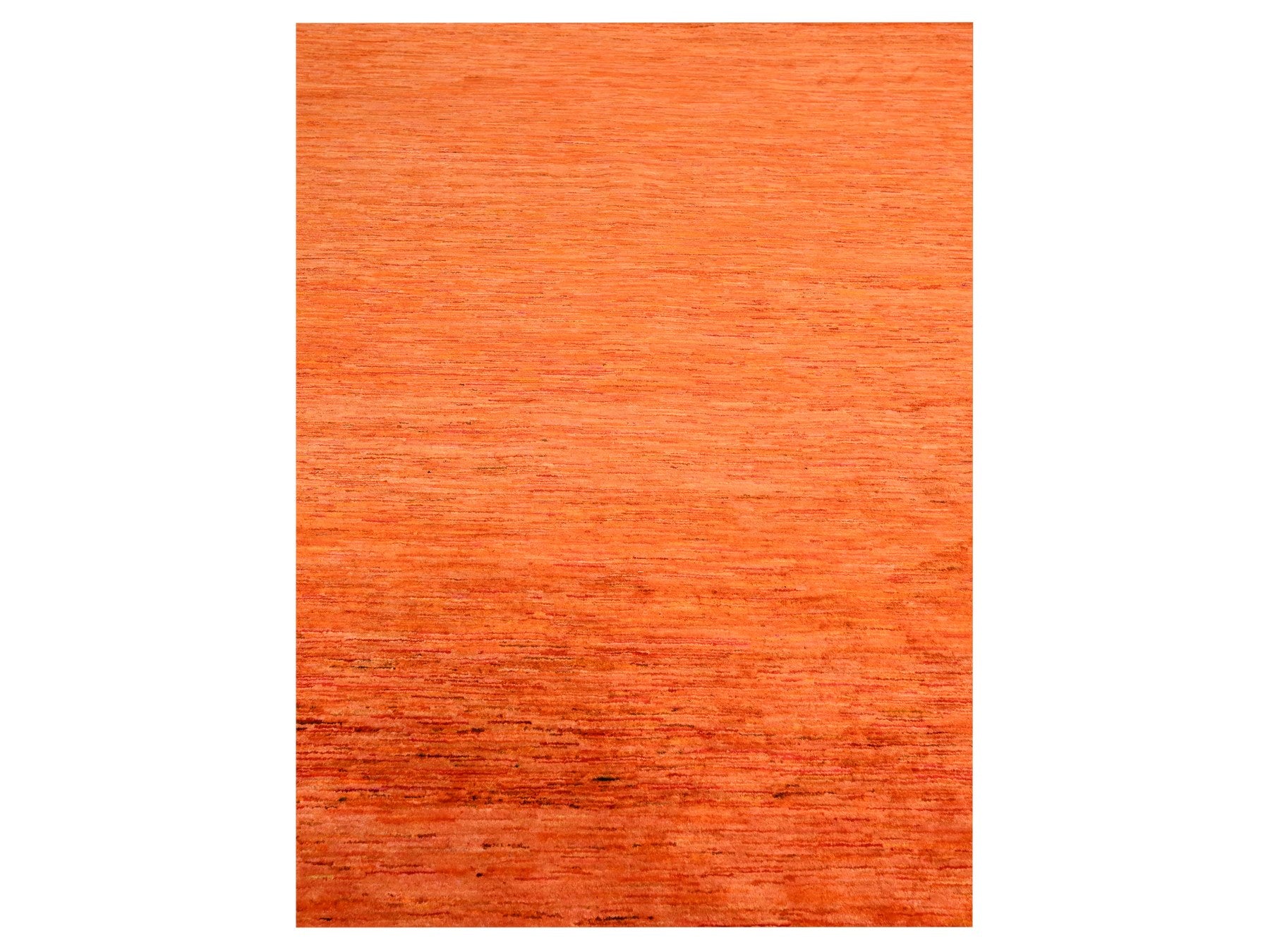 Modern / Contemporary hand-knotted silk rug in Orange, 9'0" x 12'0", SKU O076069