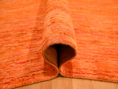 Orange 9'0" x 12'0" Modern / Contemporary Hand knotted Silk Rug - Sku: O076069