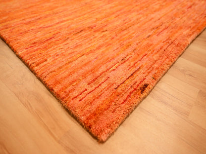 Orange 9'0" x 12'0" Modern / Contemporary Hand knotted Silk Rug - Sku: O076069