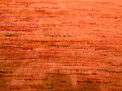 Orange 9'0" x 12'0" Modern / Contemporary Hand knotted Silk Rug - Sku: O076069