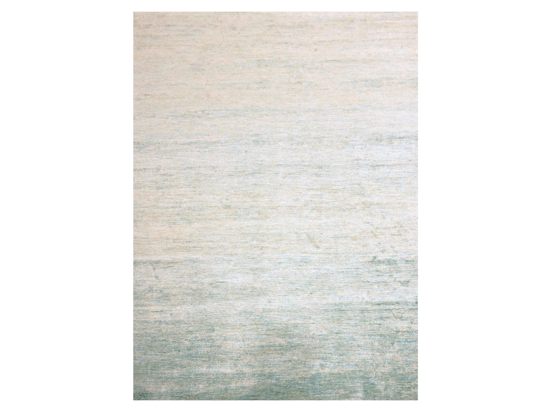 Modern / Contemporary hand-knotted silk rug in Green, 9'0" x 12'3", SKU O076070