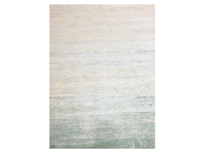 Modern / Contemporary hand-knotted silk rug in Green, 9'0" x 12'3", SKU O076070
