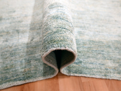Modern / Contemporary hand-knotted silk rug in Green, 9'0" x 12'3", SKU O076070