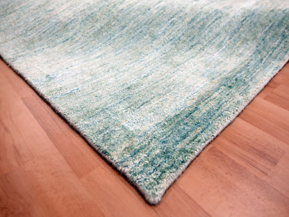 Modern / Contemporary hand-knotted silk rug in Green, 9'0" x 12'3", SKU O076070