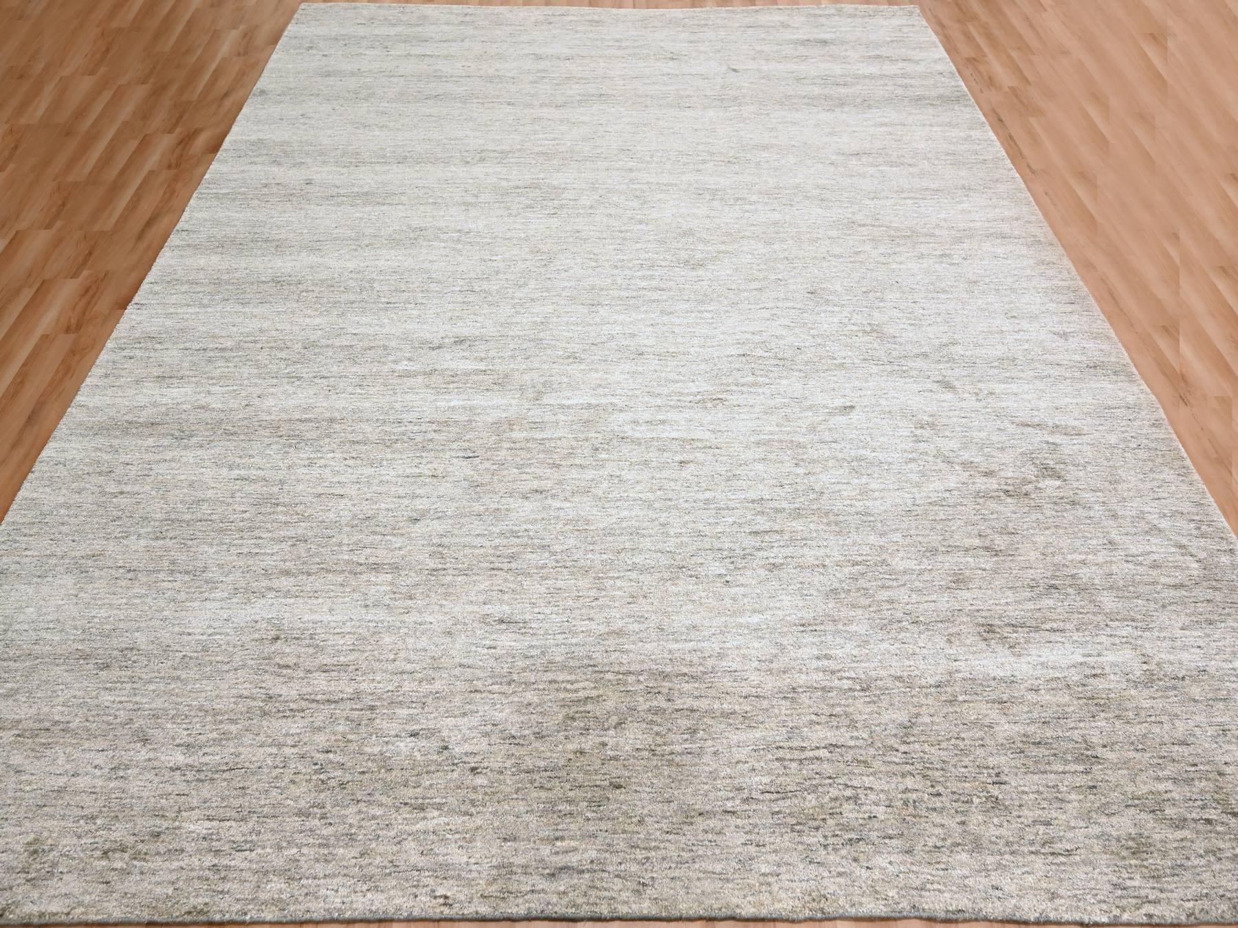 Modern / Contemporary hand-knotted silk rug in Brown, 9'1" x 11'10", SKU O076071