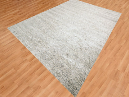 Modern / Contemporary hand-knotted silk rug in Brown, 9'1" x 11'10", SKU O076071