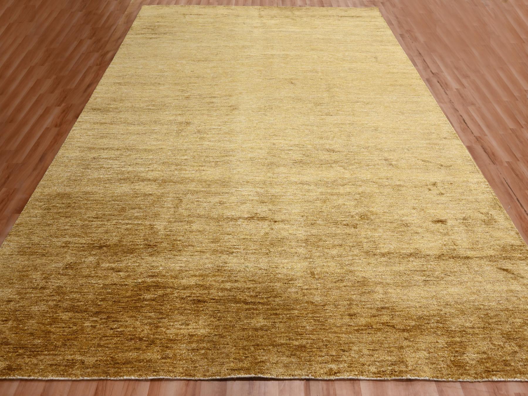 Modern / Contemporary hand-knotted silk rug in Brown, 8'11" x 12'1", SKU O076072