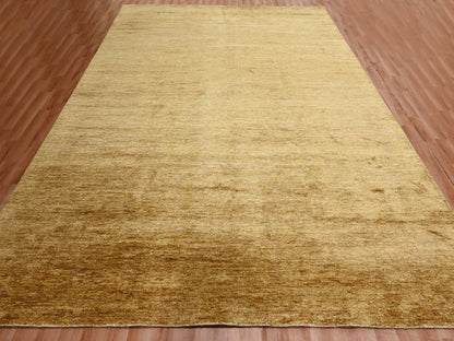 Modern / Contemporary hand-knotted silk rug in Brown, 8'11" x 12'1", SKU O076072