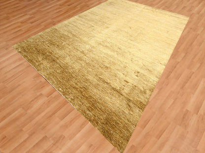 Modern / Contemporary hand-knotted silk rug in Brown, 8'11" x 12'1", SKU O076072