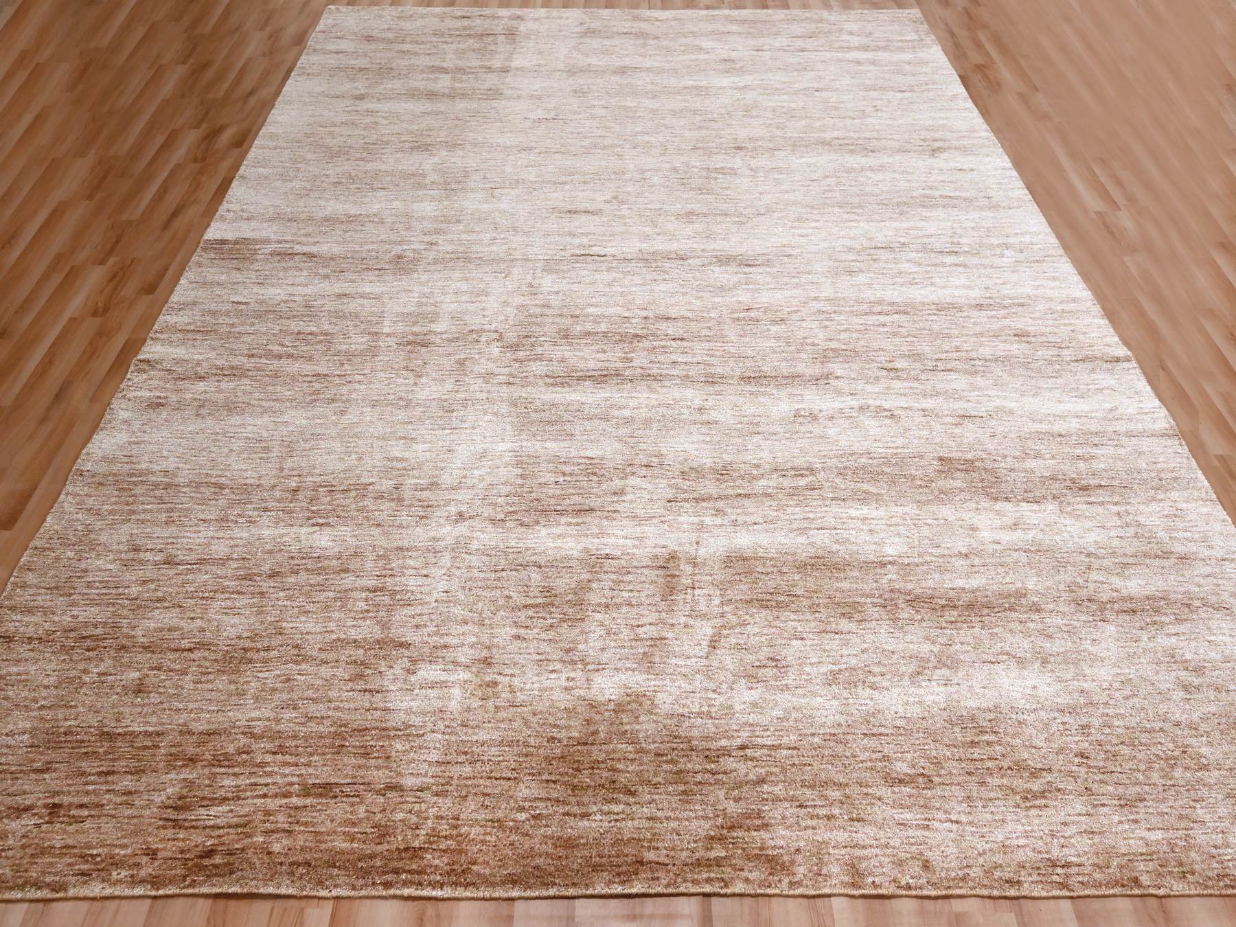 Modern / Contemporary hand-knotted silk rug in Brown, 8'11" x 12'0", SKU O076073