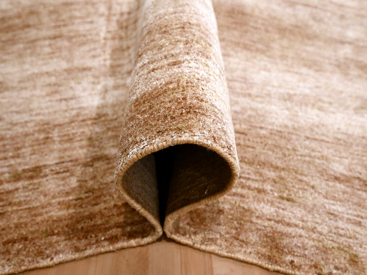 Modern / Contemporary hand-knotted silk rug in Brown, 8'11" x 12'0", SKU O076073