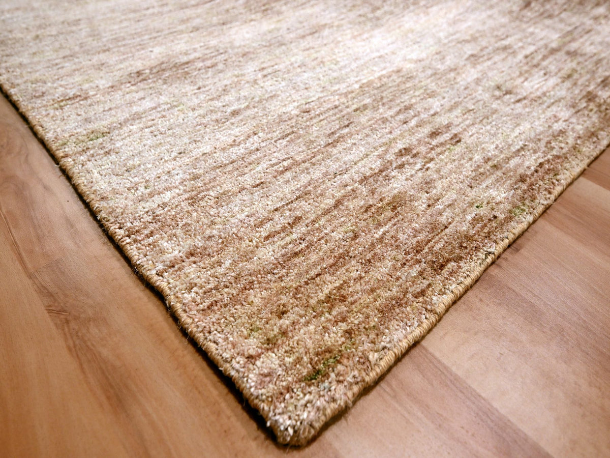 Modern / Contemporary hand-knotted silk rug in Brown, 8'11" x 12'0", SKU O076073