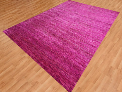 Pink 8'11" x 12'3" Modern / Contemporary Hand knotted Silk Rug - Sku: O076075