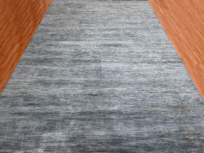 Grey 9'1" x 12'2" Modern / Contemporary Hand knotted Wool Rug - Sku: O076076