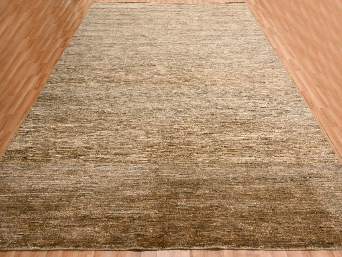 Modern / Contemporary hand-knotted wool rug in Brown, 9'4" x 12'4", SKU O076078