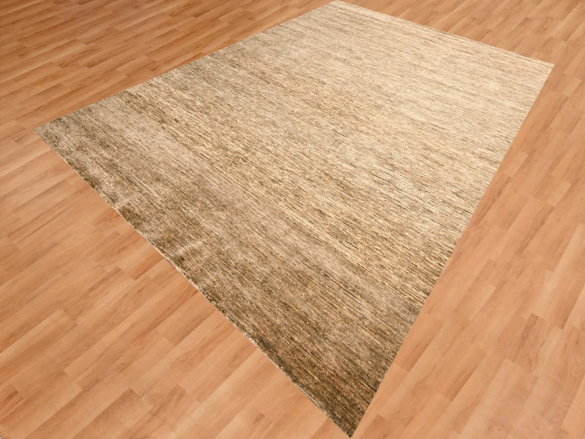 Modern / Contemporary hand-knotted wool rug in Brown, 9'4" x 12'4", SKU O076078
