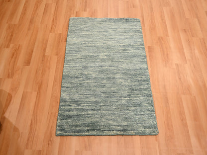 Grey 2'0" x 3'0" Modern / Contemporary Hand knotted Wool Rug - Sku: O076088