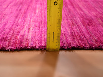 Pink 2'0" x 3'0" Modern / Contemporary Hand knotted Silk Rug - Sku: O076098