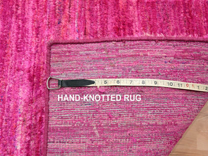 Pink 2'0" x 3'0" Modern / Contemporary Hand knotted Silk Rug - Sku: O076098