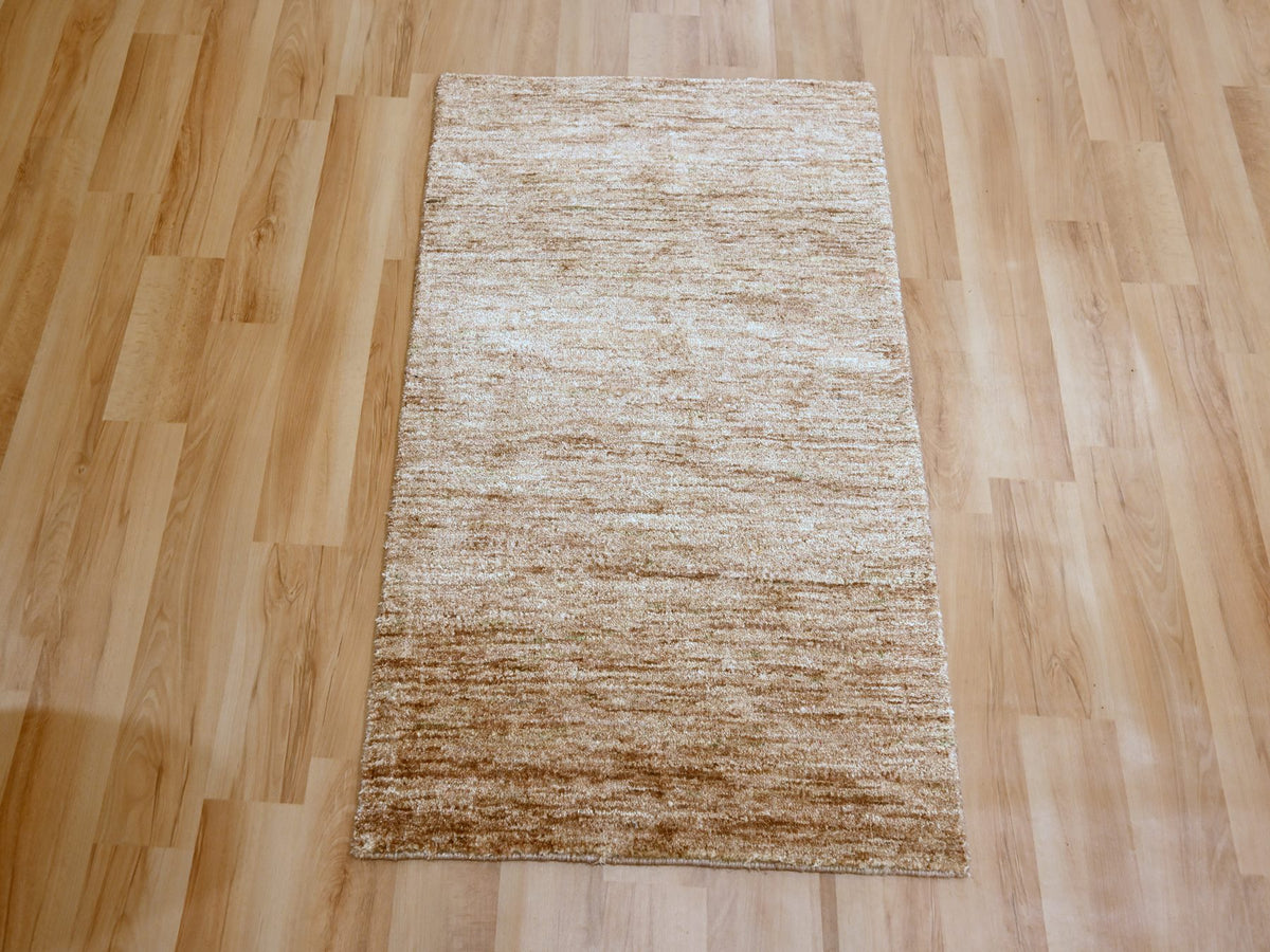 Modern / Contemporary hand-knotted silk rug in Brown, 2'0" x 3'0", SKU O076101