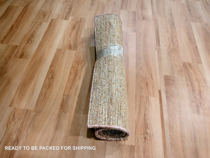 Modern / Contemporary hand-knotted silk rug in Brown, 2'0" x 3'0", SKU O076101