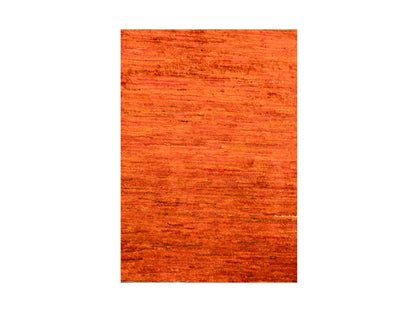 Orange 2'0" x 3'0" Modern / Contemporary Hand knotted Silk Rug - Sku: O076102
