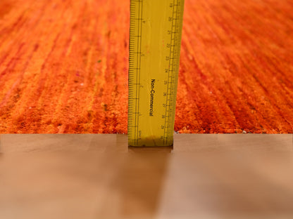 Orange 2'0" x 3'0" Modern / Contemporary Hand knotted Silk Rug - Sku: O076102