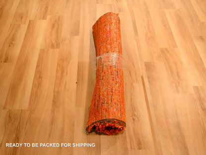 Orange 2'0" x 3'0" Modern / Contemporary Hand knotted Silk Rug - Sku: O076102
