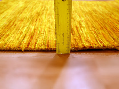 Yellow 2'0" x 3'0" Modern / Contemporary Hand knotted Silk Rug - Sku: O076105