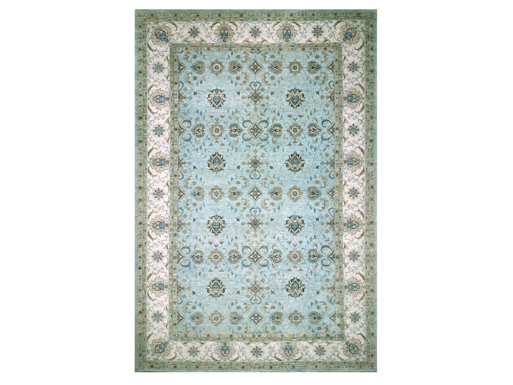 Agra Oushak / Peshawar hand-knotted wool rug in Blue, 12'0" x 18'1", SKU O076106