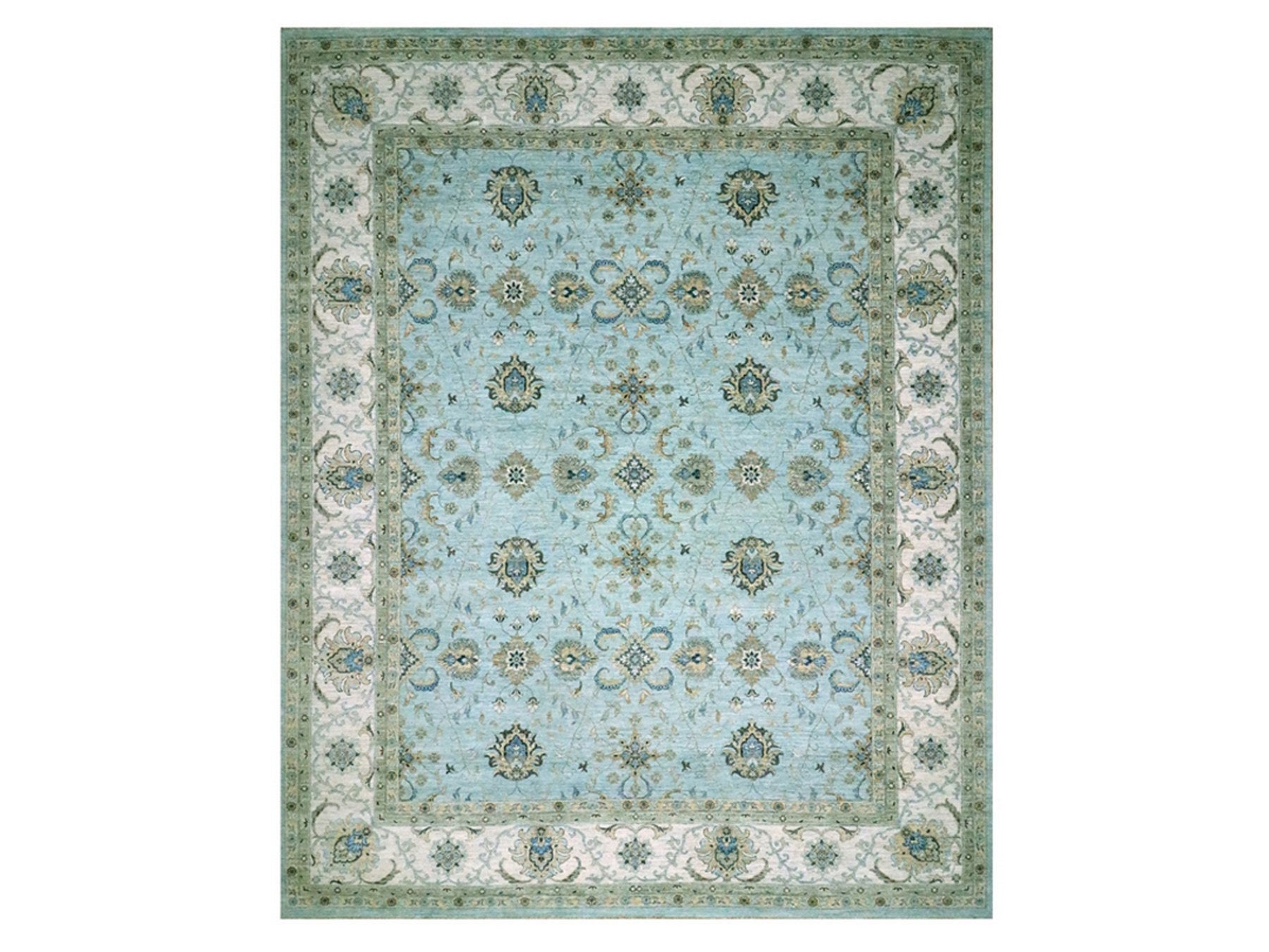 Agra Oushak / Peshawar hand-knotted wool rug in Blue, 12'2" x 15'3", SKU O076107
