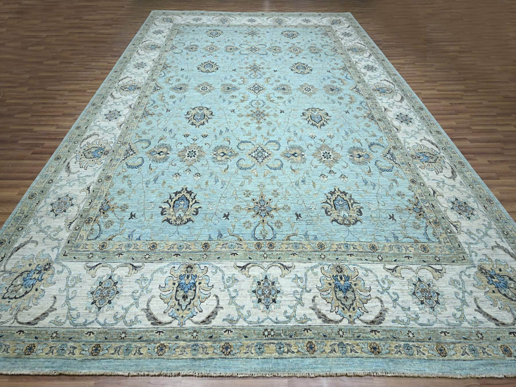 Agra Oushak / Peshawar hand-knotted wool rug in Blue, 12'2" x 15'3", SKU O076107