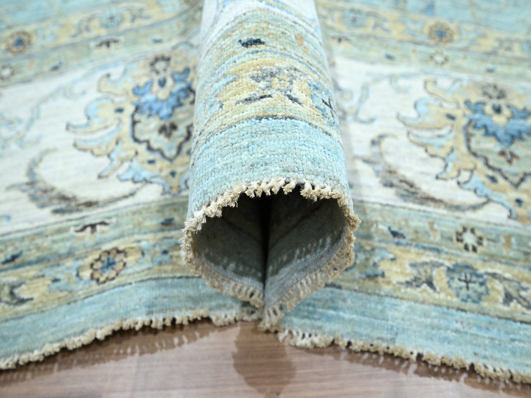 Agra Oushak / Peshawar hand-knotted wool rug in Blue, 12'2" x 15'3", SKU O076107
