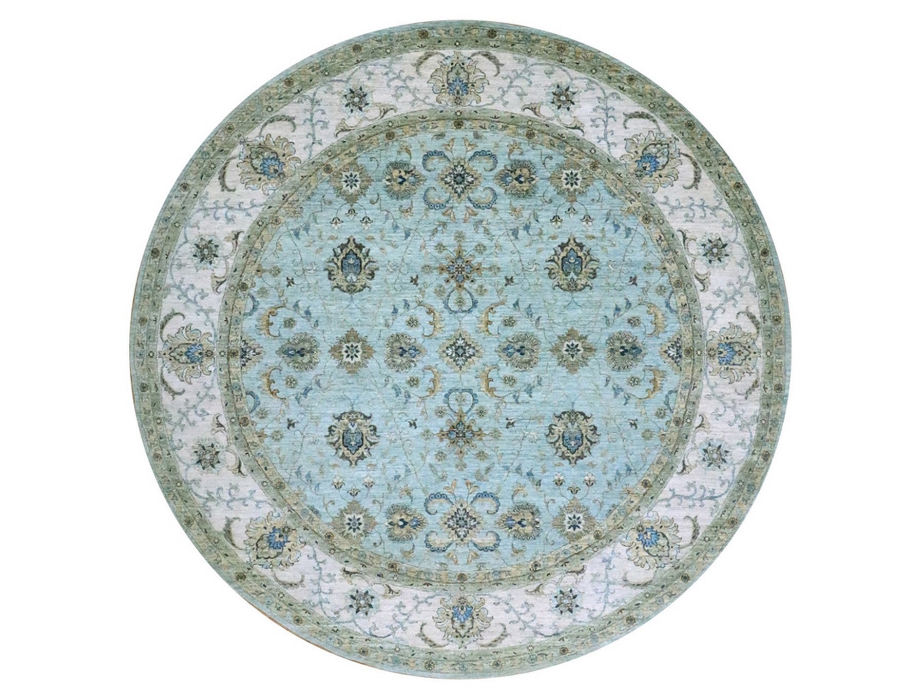 Agra Oushak / Peshawar hand-knotted wool rug in Blue, 11'10" x 11'10", SKU O076110