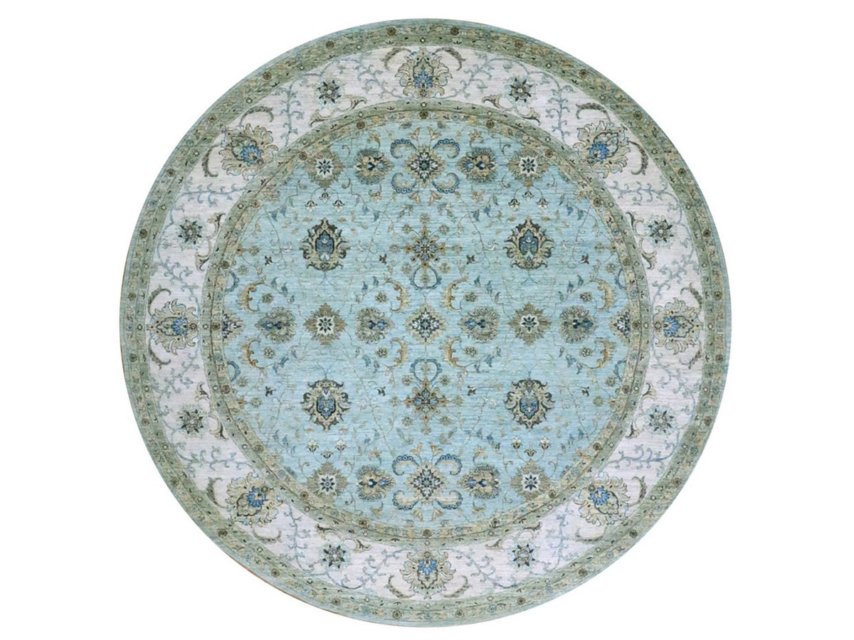 Agra Oushak / Peshawar hand-knotted wool rug in Blue, 11'10" x 11'10", SKU O076110